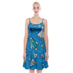 About-space-seamless-pattern Spaghetti Strap Velvet Dress by Wav3s