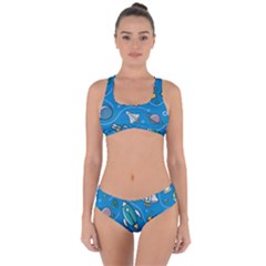 About-space-seamless-pattern Criss Cross Bikini Set by Wav3s