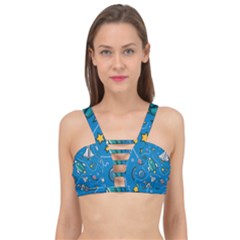 About-space-seamless-pattern Cage Up Bikini Top by Wav3s