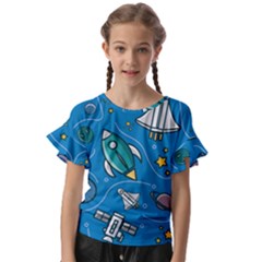 About-space-seamless-pattern Kids  Cut Out Flutter Sleeves by Wav3s