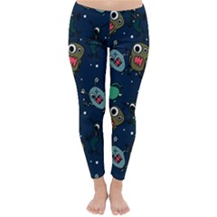 Monster-alien-pattern-seamless-background Classic Winter Leggings by Wav3s