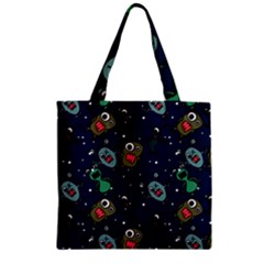 Monster-alien-pattern-seamless-background Zipper Grocery Tote Bag by Wav3s