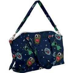 Monster-alien-pattern-seamless-background Canvas Crossbody Bag