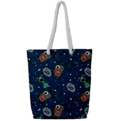 Monster-alien-pattern-seamless-background Full Print Rope Handle Tote (small) by Wav3s