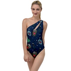 Monster-alien-pattern-seamless-background To One Side Swimsuit by Wav3s