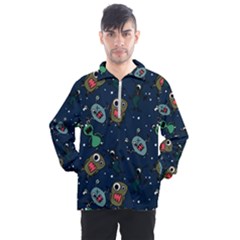 Monster-alien-pattern-seamless-background Men s Half Zip Pullover by Wav3s