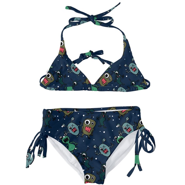 Monster-alien-pattern-seamless-background Kids  Classic Bikini Set