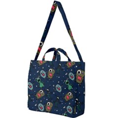 Monster-alien-pattern-seamless-background Square Shoulder Tote Bag by Wav3s