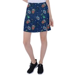 Monster-alien-pattern-seamless-background Tennis Skirt by Wav3s