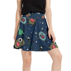 Monster-alien-pattern-seamless-background Waistband Skirt by Wav3s