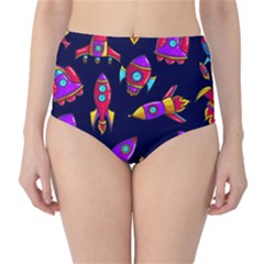 Space-patterns Classic High-waist Bikini Bottoms by Wav3s