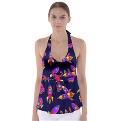 Space-patterns Babydoll Tankini Top