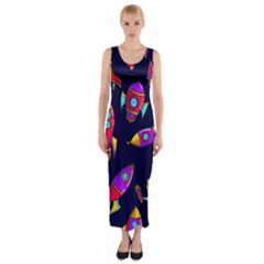 Space-patterns Fitted Maxi Dress by Wav3s