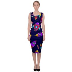 Space-patterns Sleeveless Pencil Dress