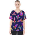 Space-patterns V-Neck Dolman Drape Top View1