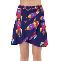 Space-patterns Wrap Front Skirt by Wav3s