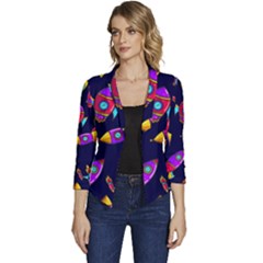 Space-patterns Women s Casual 3/4 Sleeve Spring Jacket