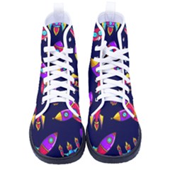 Space-patterns Men s High-top Canvas Sneakers