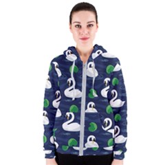 Swan-pattern-elegant-design Women s Zipper Hoodie by Wav3s