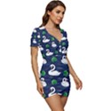 Swan-pattern-elegant-design Low Cut Cap Sleeve Mini Dress View3