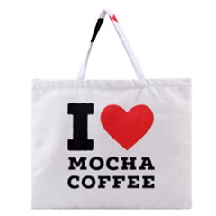 I Love Mocha Coffee Zipper Large Tote Bag by ilovewhateva