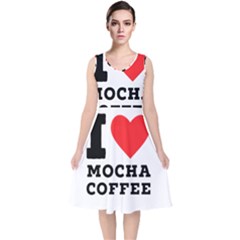 I Love Mocha Coffee V-neck Midi Sleeveless Dress  by ilovewhateva