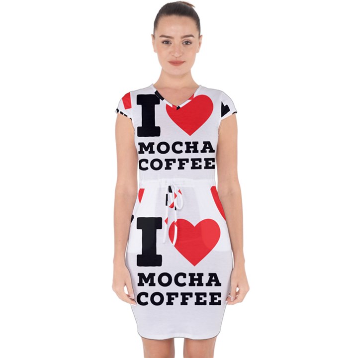 I love mocha coffee Capsleeve Drawstring Dress 