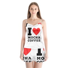 I Love Mocha Coffee Satin Pajamas Set by ilovewhateva