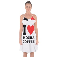 I Love Mocha Coffee Ruffle Detail Chiffon Dress by ilovewhateva