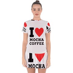 I Love Mocha Coffee Drop Hem Mini Chiffon Dress by ilovewhateva