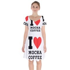 I Love Mocha Coffee Short Sleeve Bardot Dress by ilovewhateva