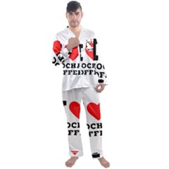 I Love Mocha Coffee Men s Long Sleeve Satin Pajamas Set by ilovewhateva