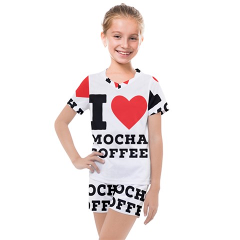 I Love Mocha Coffee Kids  Mesh Tee And Shorts Set by ilovewhateva