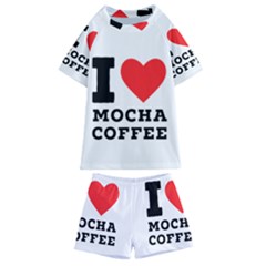 I Love Mocha Coffee Kids  Swim Tee And Shorts Set by ilovewhateva