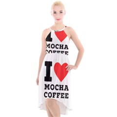 I Love Mocha Coffee High-low Halter Chiffon Dress  by ilovewhateva