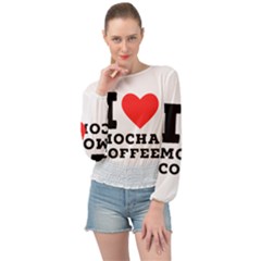 I Love Mocha Coffee Banded Bottom Chiffon Top by ilovewhateva