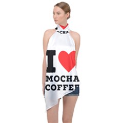 I Love Mocha Coffee Halter Asymmetric Satin Top by ilovewhateva