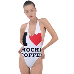 I Love Mocha Coffee Backless Halter One Piece Swimsuit by ilovewhateva