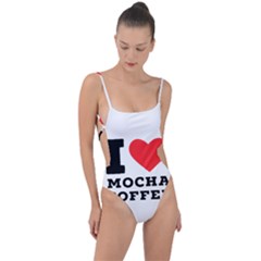 I Love Mocha Coffee Tie Strap One Piece Swimsuit by ilovewhateva