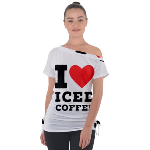 I Love Iced Coffee Off Shoulder Tie-up Tee by ilovewhateva