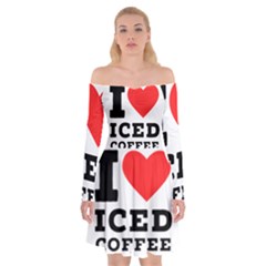 I Love Iced Coffee Off Shoulder Skater Dress by ilovewhateva