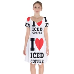 I Love Iced Coffee Short Sleeve Bardot Dress by ilovewhateva