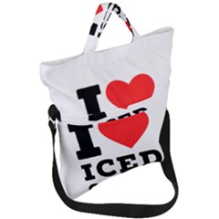 I Love Iced Coffee Fold Over Handle Tote Bag by ilovewhateva