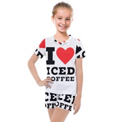 I love iced coffee Kids  Mesh Tee and Shorts Set