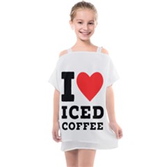 I Love Iced Coffee Kids  One Piece Chiffon Dress by ilovewhateva