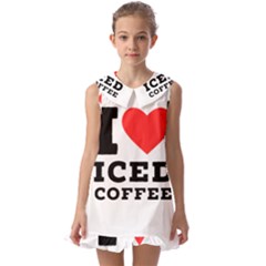 I Love Iced Coffee Kids  Pilgrim Collar Ruffle Hem Dress by ilovewhateva