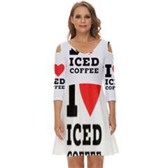 I Love Iced Coffee Shoulder Cut Out Zip Up Dress by ilovewhateva