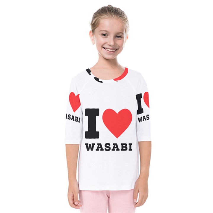 I love wasabi Kids  Quarter Sleeve Raglan Tee