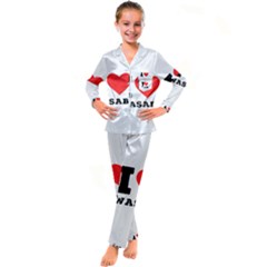 I Love Wasabi Kids  Satin Long Sleeve Pajamas Set by ilovewhateva