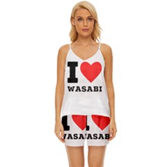 I Love Wasabi V-neck Satin Pajamas Set by ilovewhateva